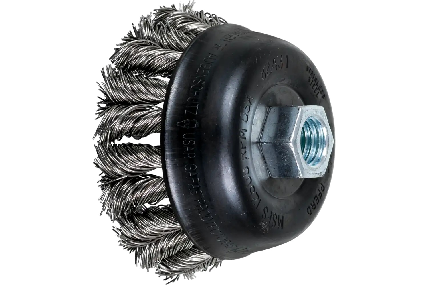 Show details for Pferd Combitwist Knot Wire Cup Brush 3-1/2" Dia. .020 Stainless Steel 5/8-11 Thread Picture of Pferd Combitwist Knot Wire Cup Brush 3-1/2" Dia. .020 Stainless Steel 5/8-11 Thread